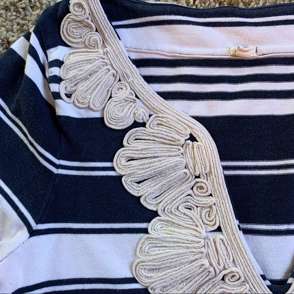 J. Crew Navy Striped Embroidered Tee size Sm - Picture 4 of 7
